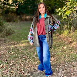 Olive Aztec Shirt Jacket Shacket